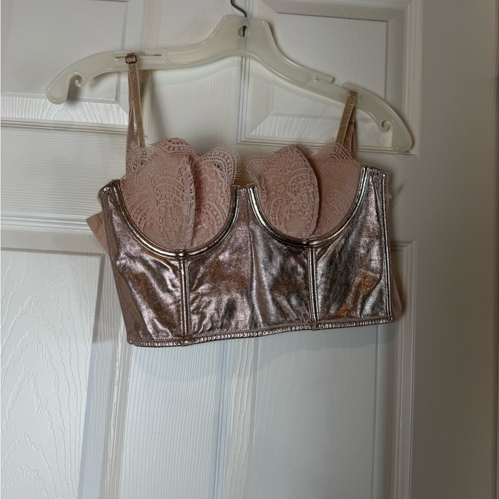 Victoria secret Metallic Gold Lace corset top